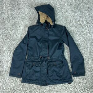 Timberland Jacket Womens Navy Blue Waterproof Utility Coat Sherpa Lined Parka